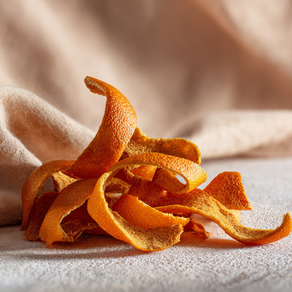 Dried sweet orange peel used in Soul Space botanical incense