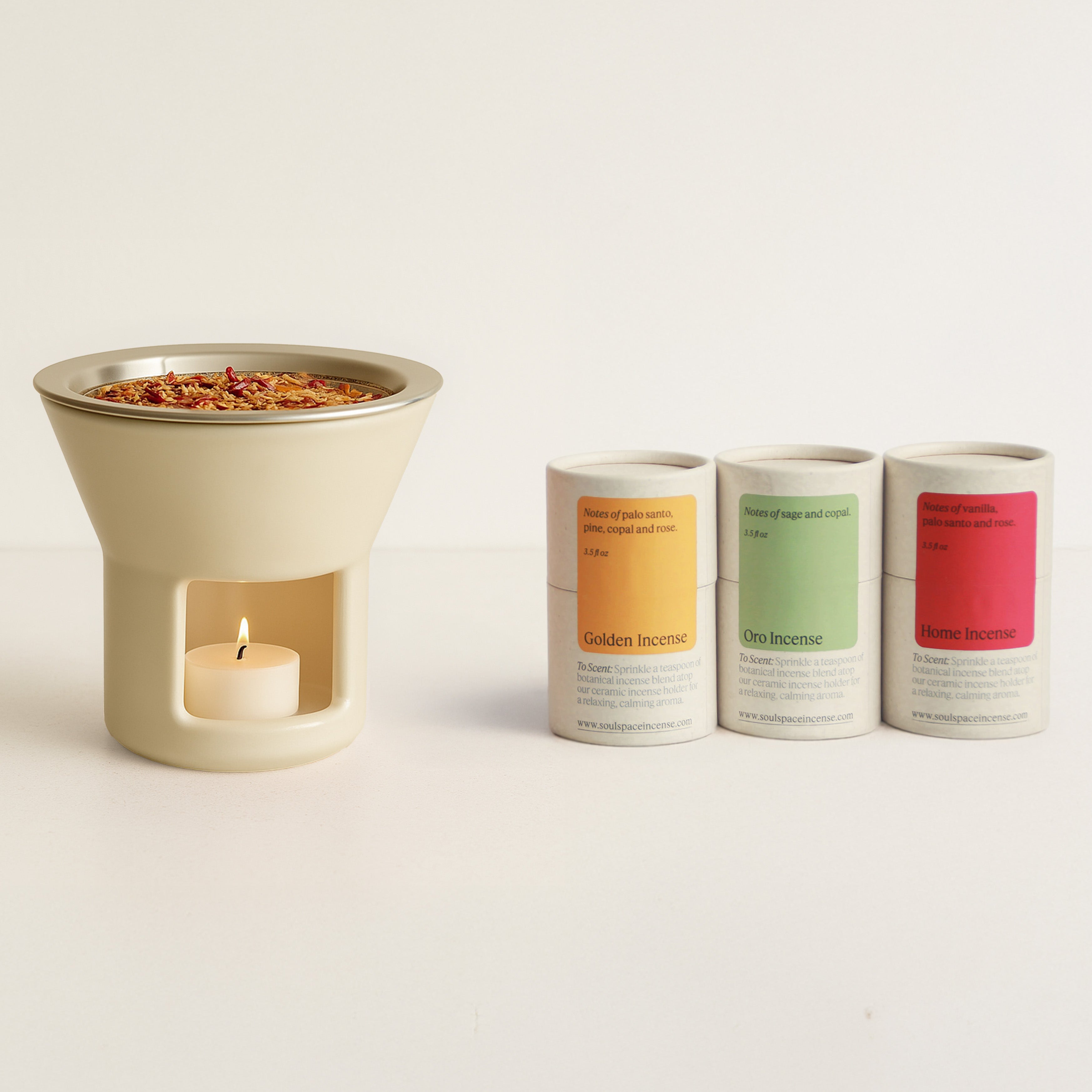 Ceramic Incense Holder & All-Natural Incense Bundle, Made in USA