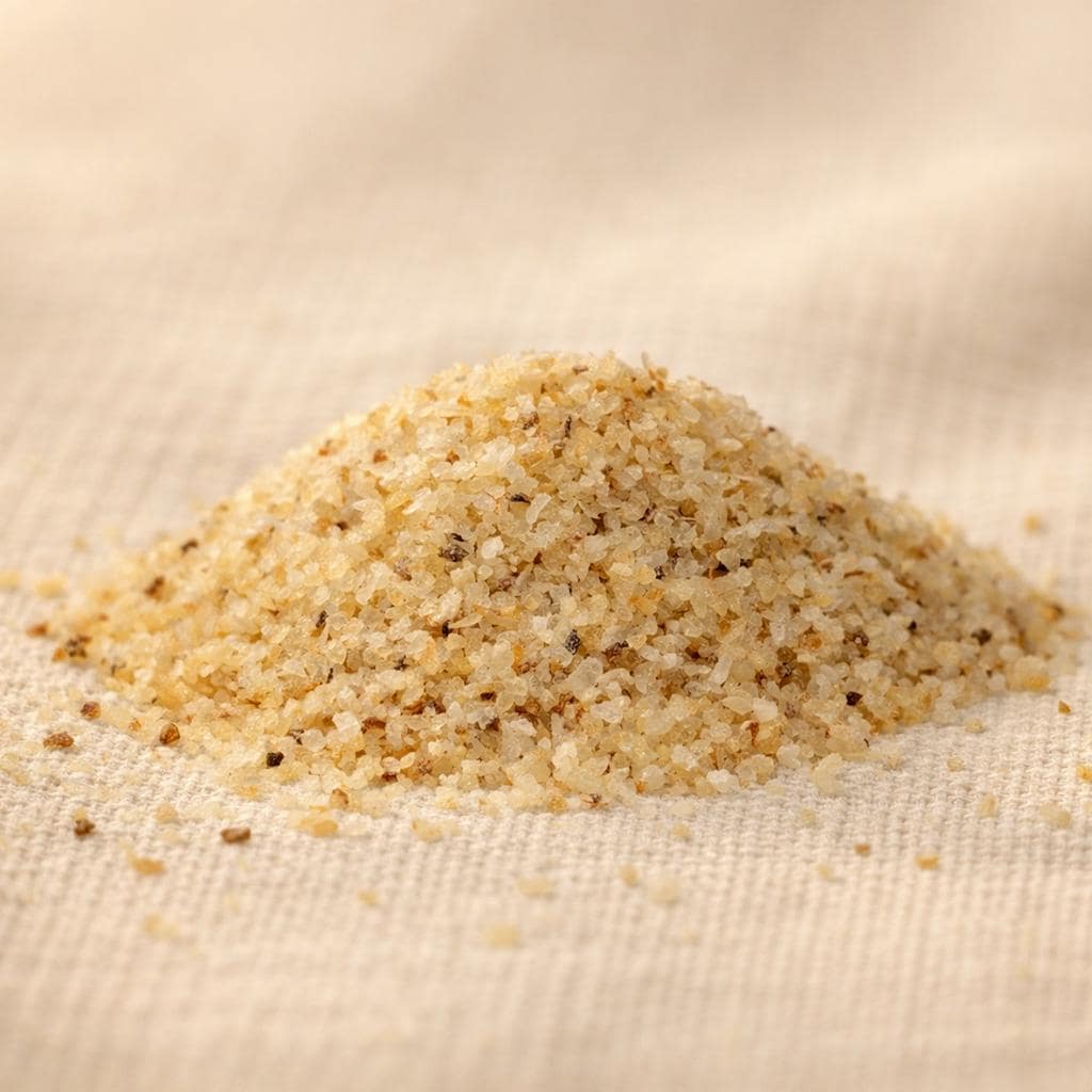 Fine Boswellia sacra frankincense sand granules on a neutral fabric surface