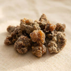 Myrrh resin large pieces on natural fabric