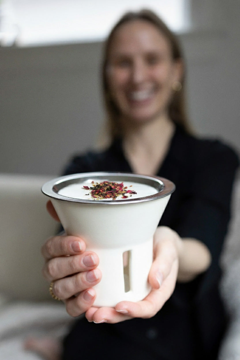 Rachelle holding a Soul Space ceramic incense warmer