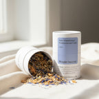 Wonder Incense with frankincense, myrrh, and sandalwood botanical blend on a soft surface